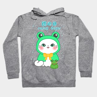 Rainy Days kitten - a kawaii cat in a froggy rain coat Hoodie